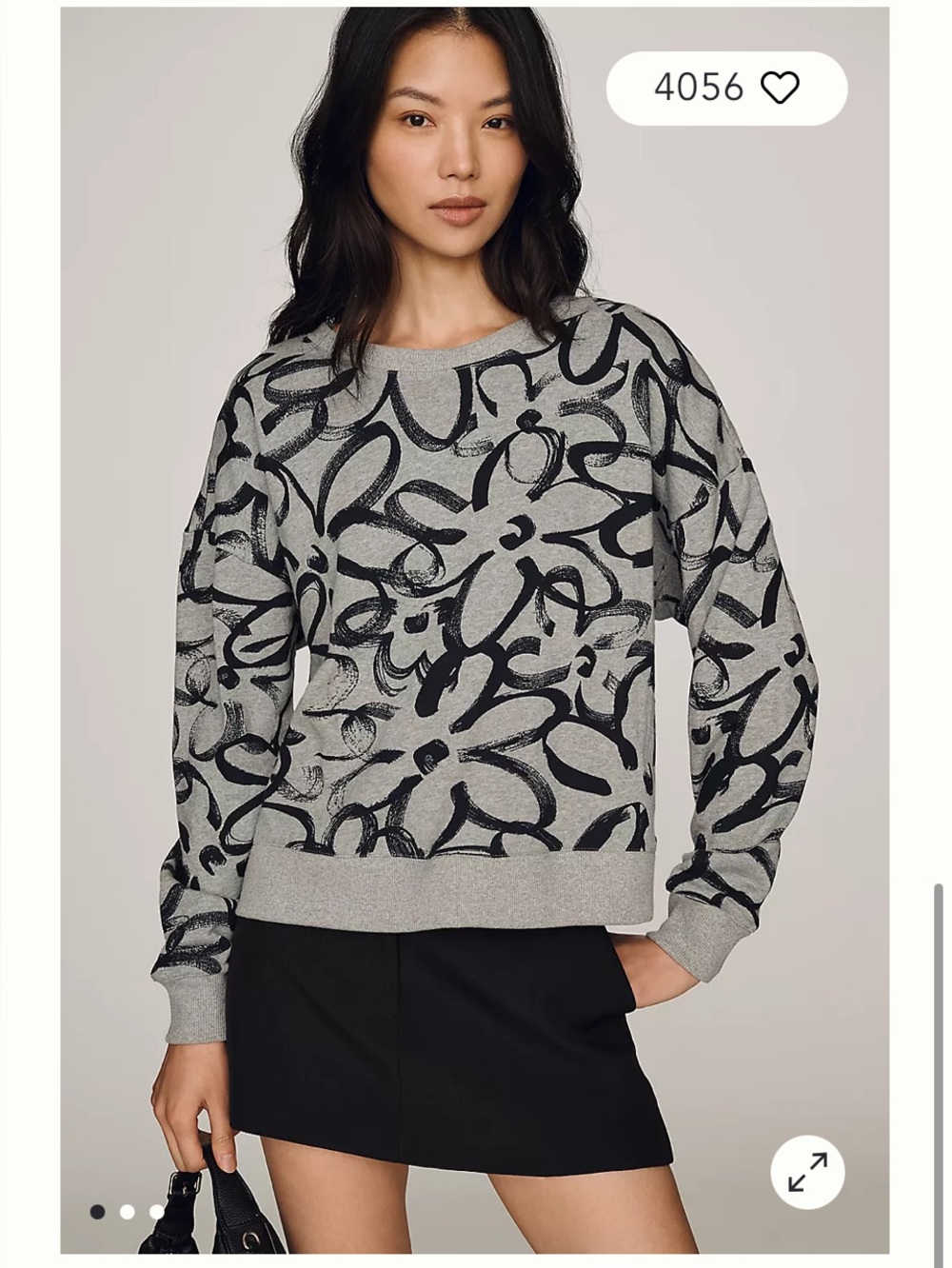 NWT Size XL - Anthropologie 100% Cotton Sketchy Floral Sweatshirt